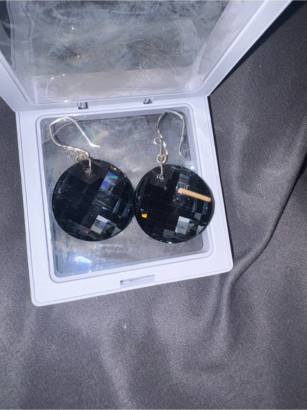 Handmade Swarovski Black Faceted Round Drop Earrings - Women Jewelry